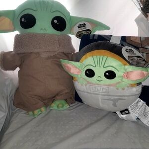 New Star Wars Kids Blanket & Pillow Set With New 20" Stuffed Star Wars P…